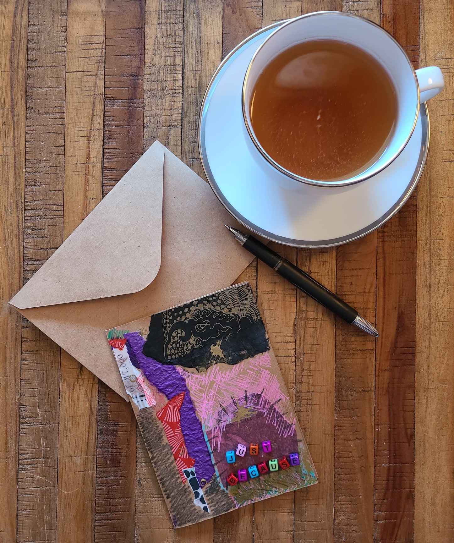 Handmade Multi-media Collage Greeting Cards |Black, Purple, Red, Pink | Just Because, Special Occasion | OOAK