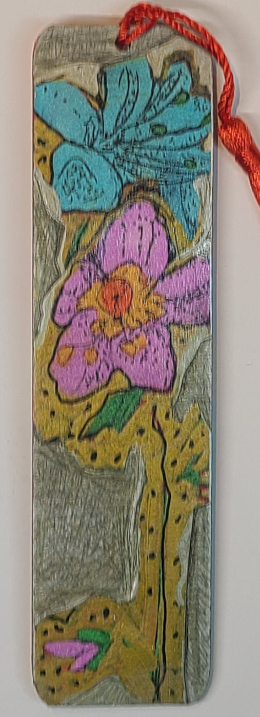 Handmade Tassel Bookmark | Red, Purple, Beads, Floral | Multimedia Collage Bookmark | Art | Unique Book Lover Gift |OOAK