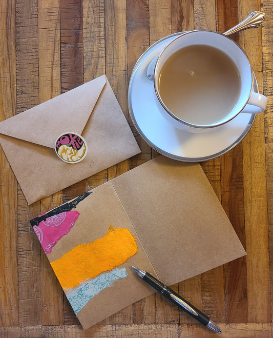 Handmade Multi-media Collage Greeting Cards |Pink, Blue, Orange, Abstract, Floral | Mother’s Day, Special Occasion | OOAK