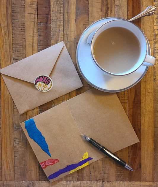 Handmade Multi-media Collage Greeting Cards |Blue, Yellow, Purple, Green, Abstract | Mother’s Day, Special Occasion | OOAK