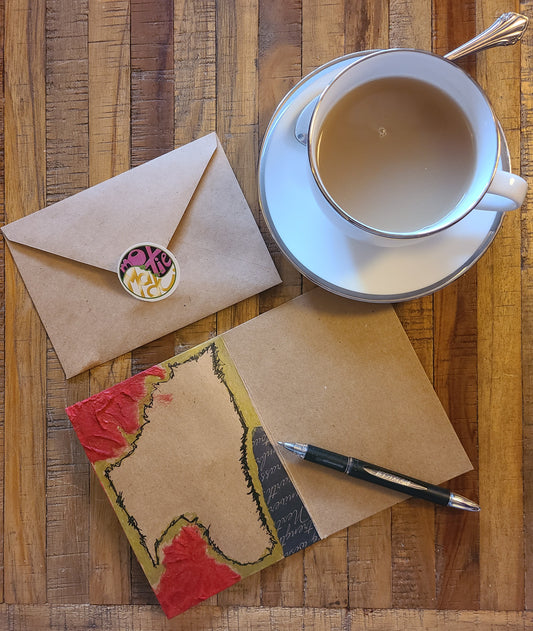 Handmade Multi-media Collage Greeting Cards |Red, Black, Gold | Thank You, Special Occasion | OOAK