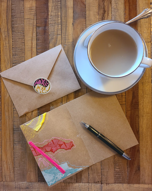 Handmade Multi-media Collage Greeting Cards |Red, Yellow, Blue, Abstract, Floral | Thank You, Special Occasion | OOAK