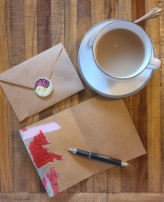 Handmade Multi-media Collage Greeting Cards |Red, Blue, Pink, Abstract | Valentine’s Day, Love, Romance, Special Occasion | OOAK