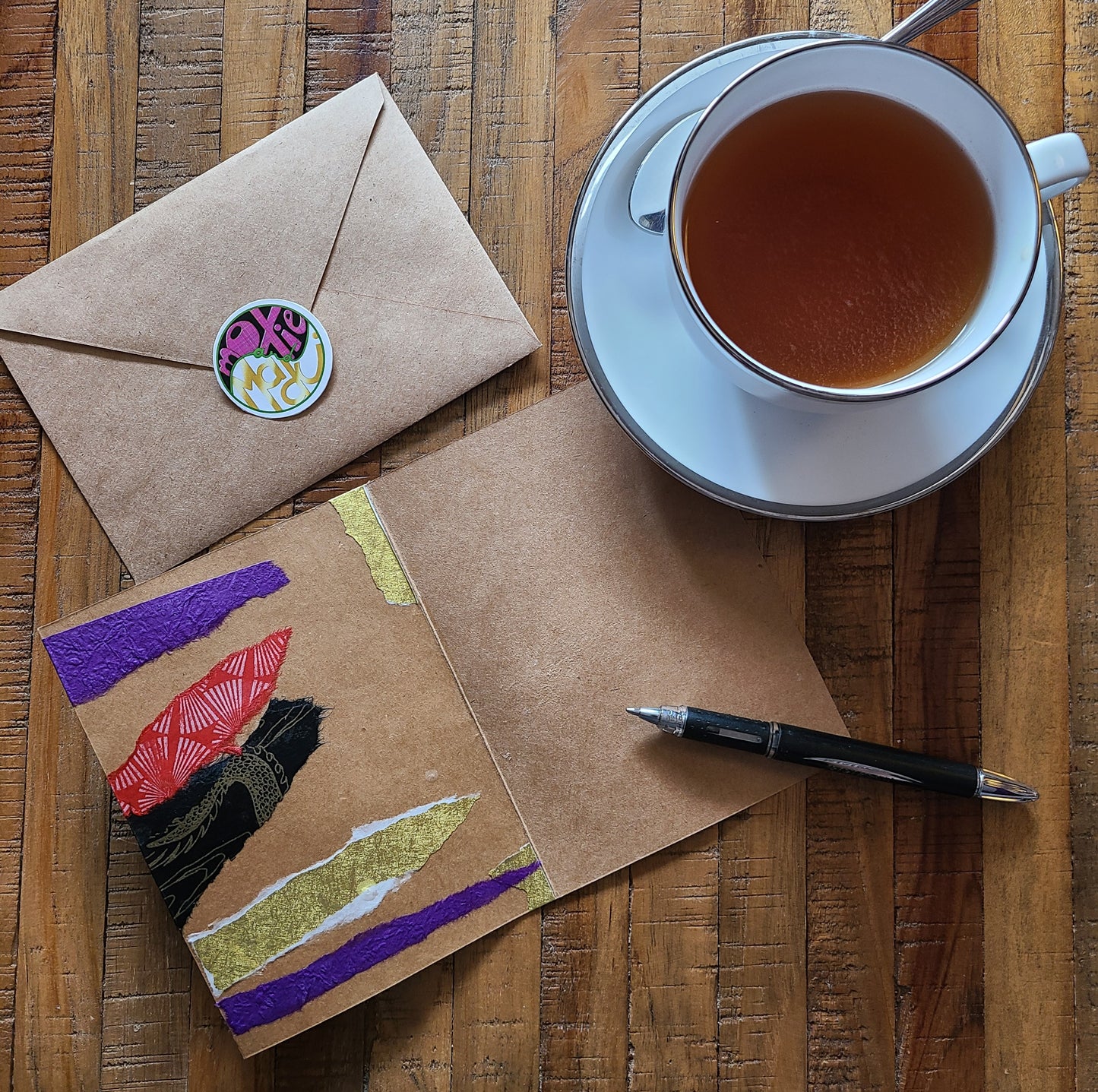 Handmade Multi-media Collage Greeting Cards |Red, Purple, Gold, Black, Abstract | Graduation, New Job, Celebration, Special Occasion | OOAK