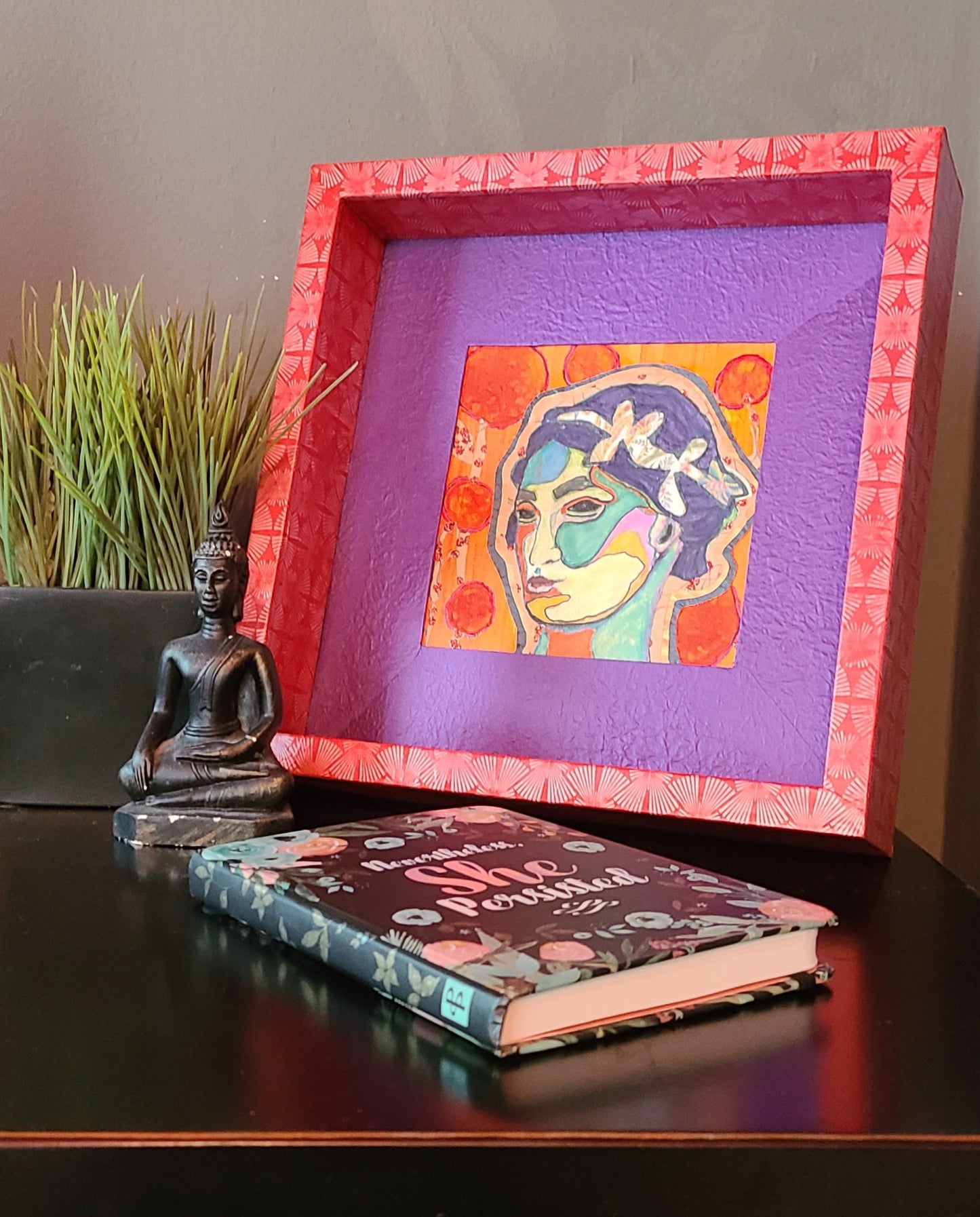 Athena 1 - Multi-media Art Piece - Decoupaged Frame