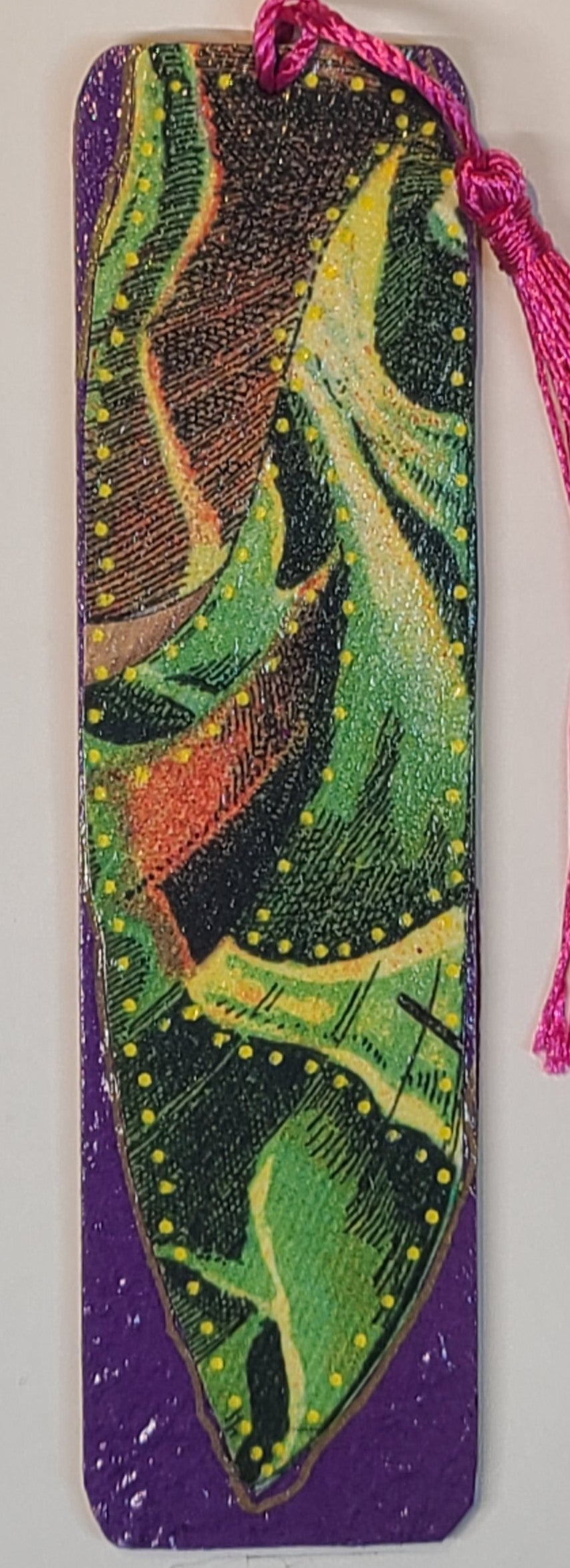 Handmade Tassel Bookmark | Red, Green, Purple, Yellow, Butterfly | Multimedia Collage Bookmark | Art | Unique Book Lover Gift |OOAK