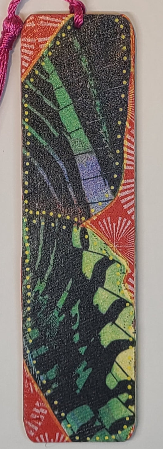 Handmade Tassel Bookmark | Red, Green, Purple, Yellow, Butterfly | Multimedia Collage Bookmark | Art | Unique Book Lover Gift |OOAK