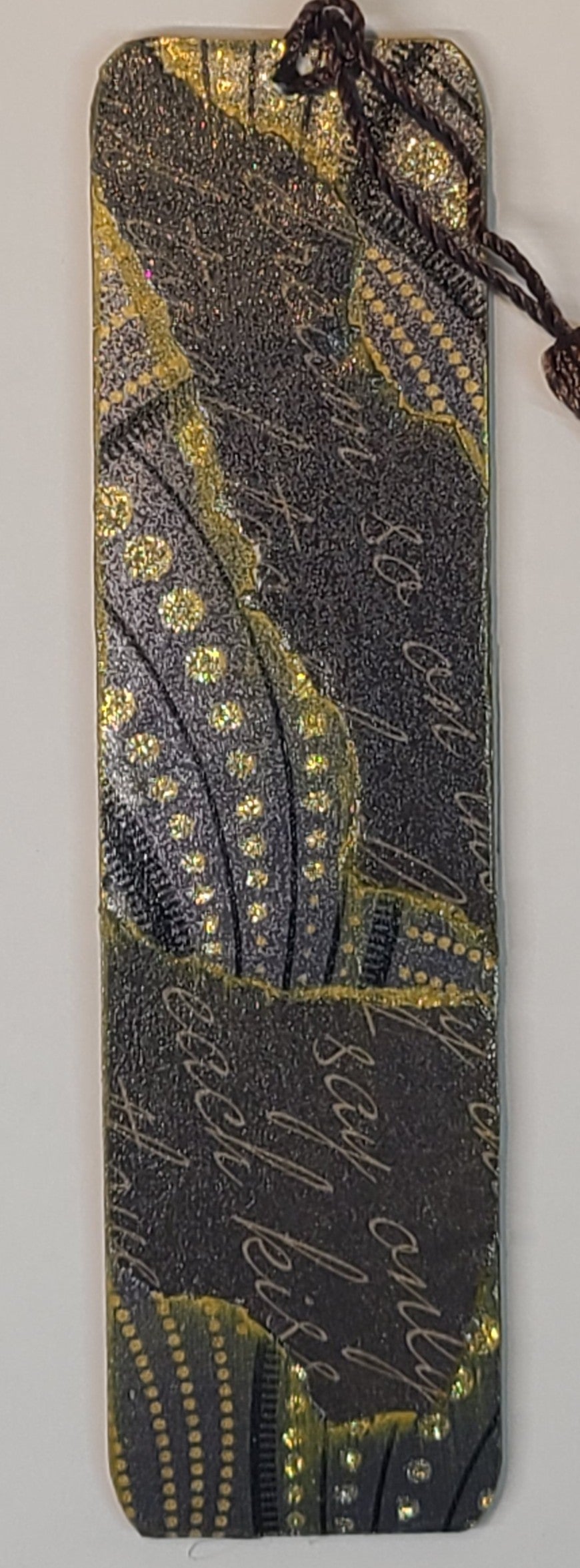 Handmade Tassel Bookmark | Cherry Blossom Black, Grey, Gold Glitter | Mixed Media Collage | Art | Unique Book Lover Gift | OOAK