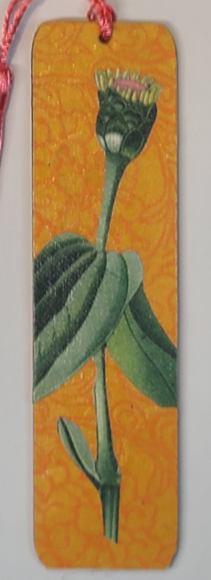 Handmade Tassel Bookmark | Orange, Green, Floral | Multimedia Collage Bookmark | Art | Unique Book Lover Gift |OOAK