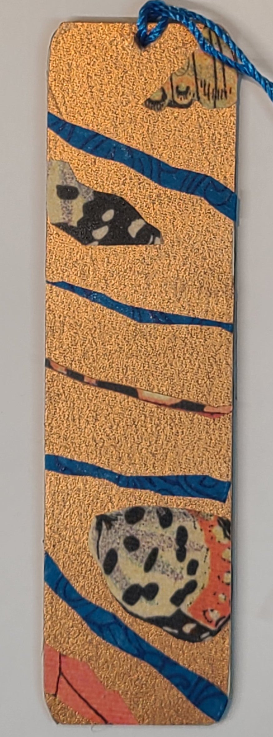 Handmade Tassel Bookmark | Blue, Orange, Bronze, Butterfly | Multimedia Collage Bookmark | Art | Unique Book Lover Gift |OOAK