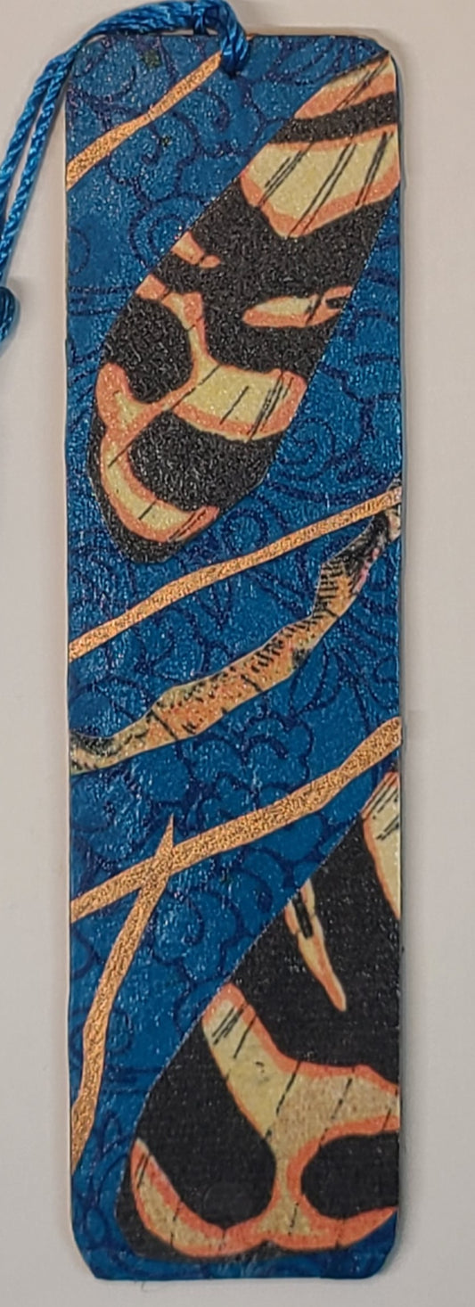 Handmade Tassel Bookmark | Blue, Orange, Bronze, Butterfly | Multimedia Collage Bookmark | Art | Unique Book Lover Gift |OOAK