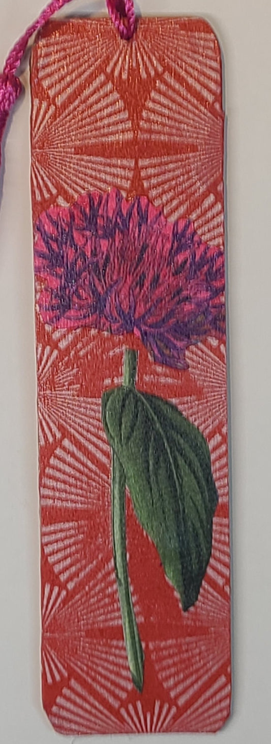 Handmade Tassel Bookmark | Red, Hot Pink, Green, Floral | Multimedia Collage Bookmark | Art | Unique Book Lover Gift |OOAK