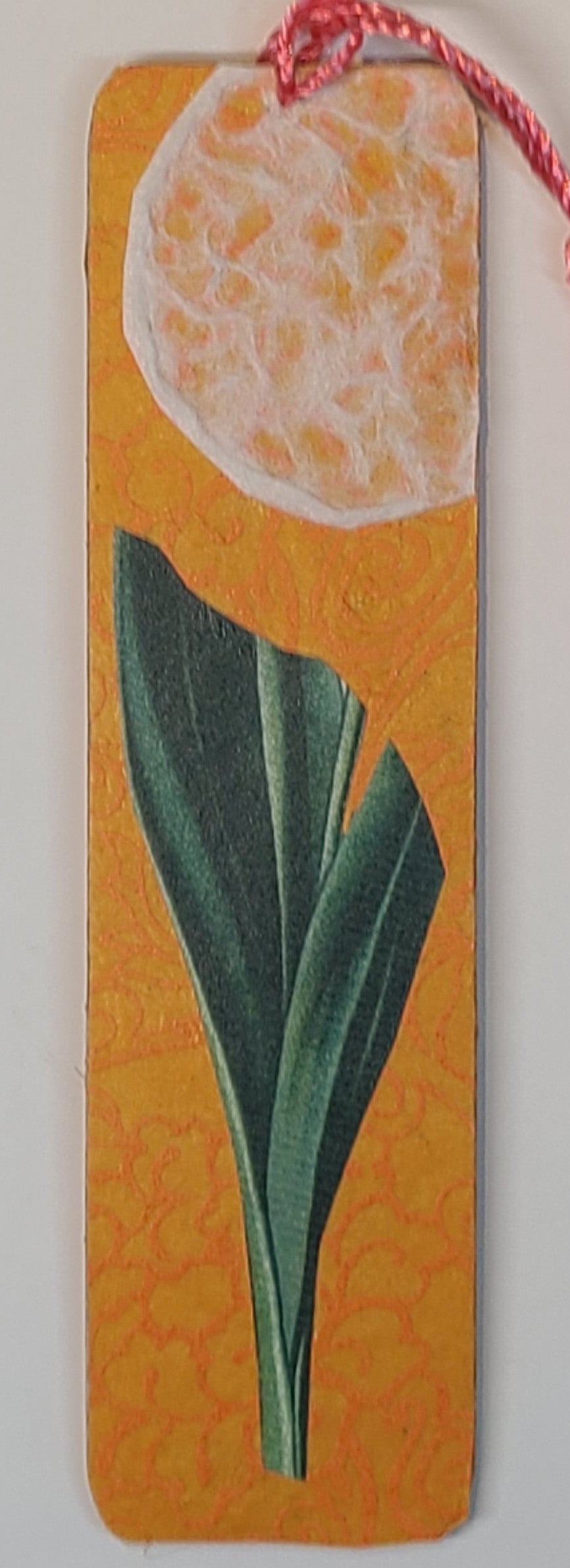 Handmade Tassel Bookmark | Orange, Green, White, Dandelion | Multimedia Collage Bookmark | Art | Unique Book Lover Gift |OOAK