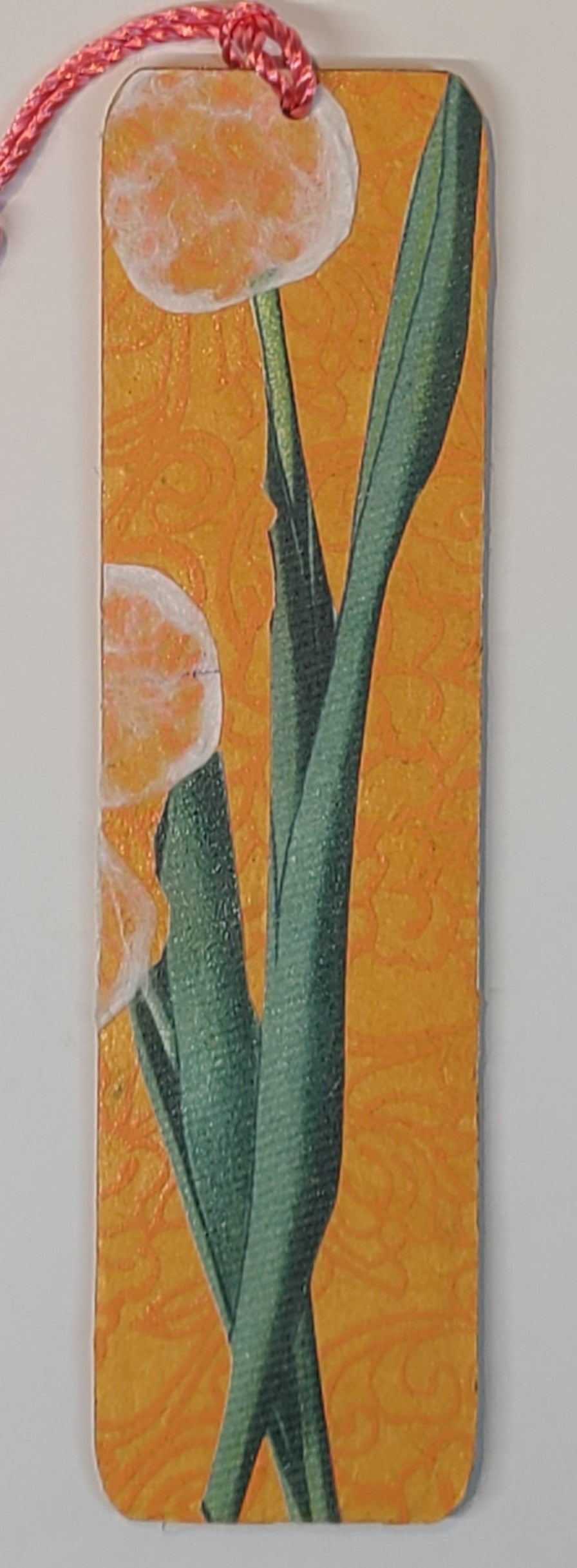 Handmade Tassel Bookmark | Orange, Green, White, Dandelion | Multimedia Collage Bookmark | Art | Unique Book Lover Gift |OOAK