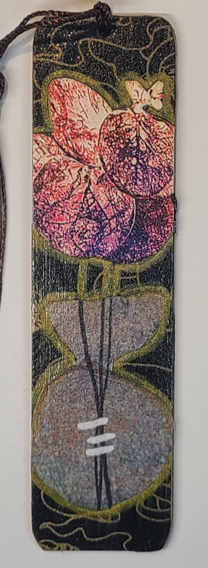 Handmade Tassel Bookmark | Black, Brown, Pink, Purple, Abstract | Multimedia Collage Bookmark | Art | Unique Book Lover Gift |OOAK