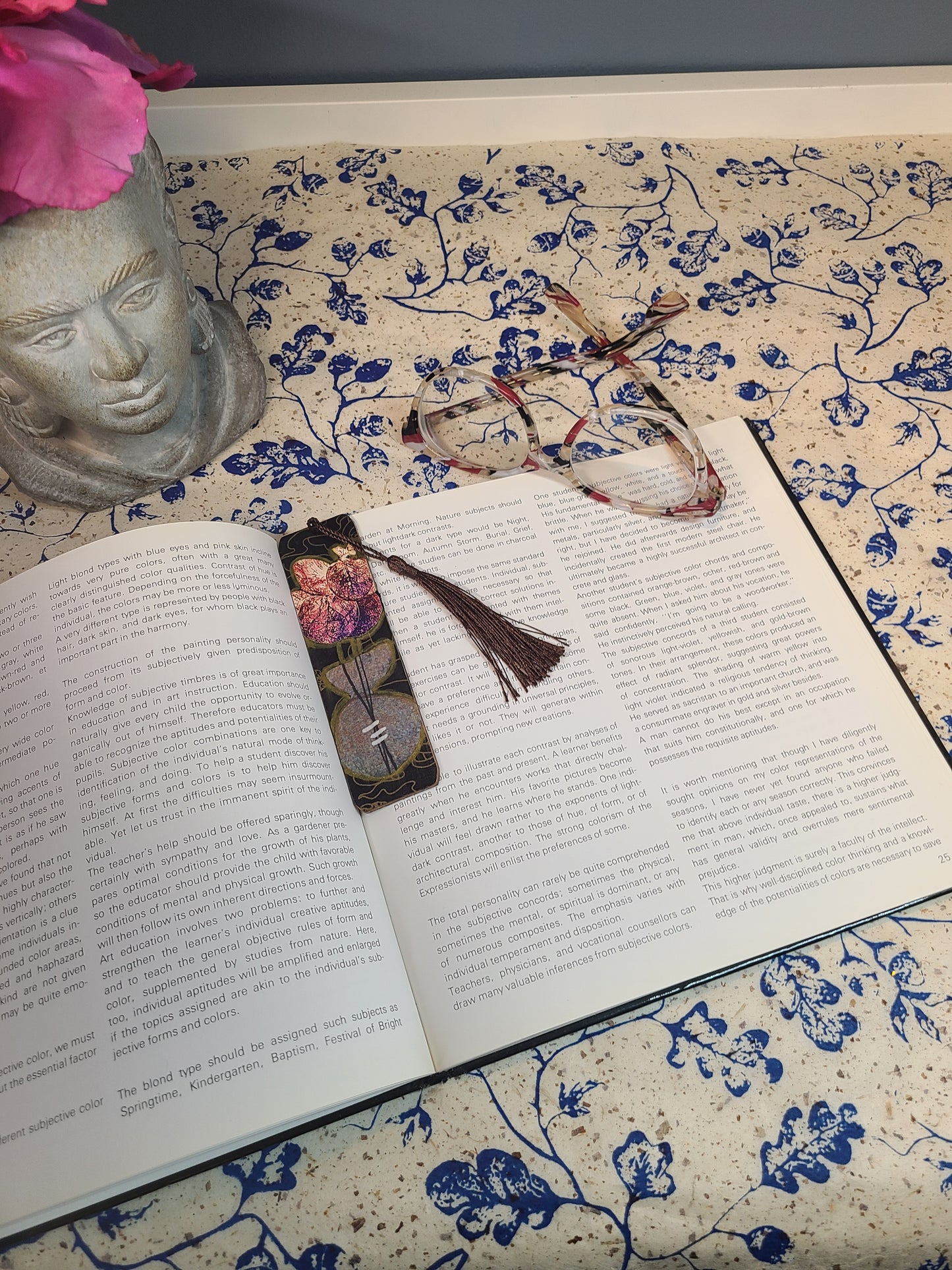 Handmade Tassel Bookmark | Black, Brown, Pink, Purple, Abstract | Multimedia Collage Bookmark | Art | Unique Book Lover Gift |OOAK