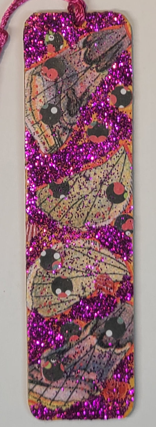 Handmade Tassel Bookmark | Pink, Orange, Glitter, Abstract | Multimedia Collage Bookmark | Art | Unique Book Lover Gift |OOAK
