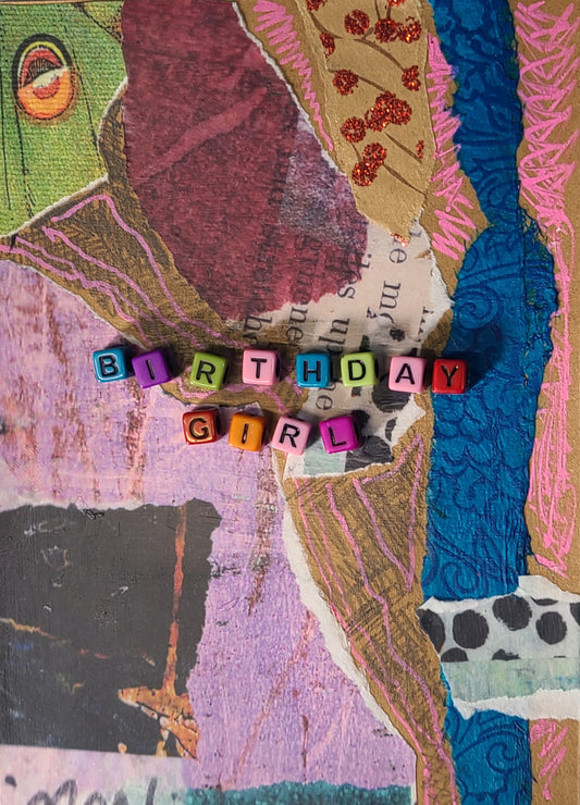 Handmade Multi-media Collage Greeting Cards | Purple, Blue, Pink, Abstract | Birthday, Special Occasion | OOAK