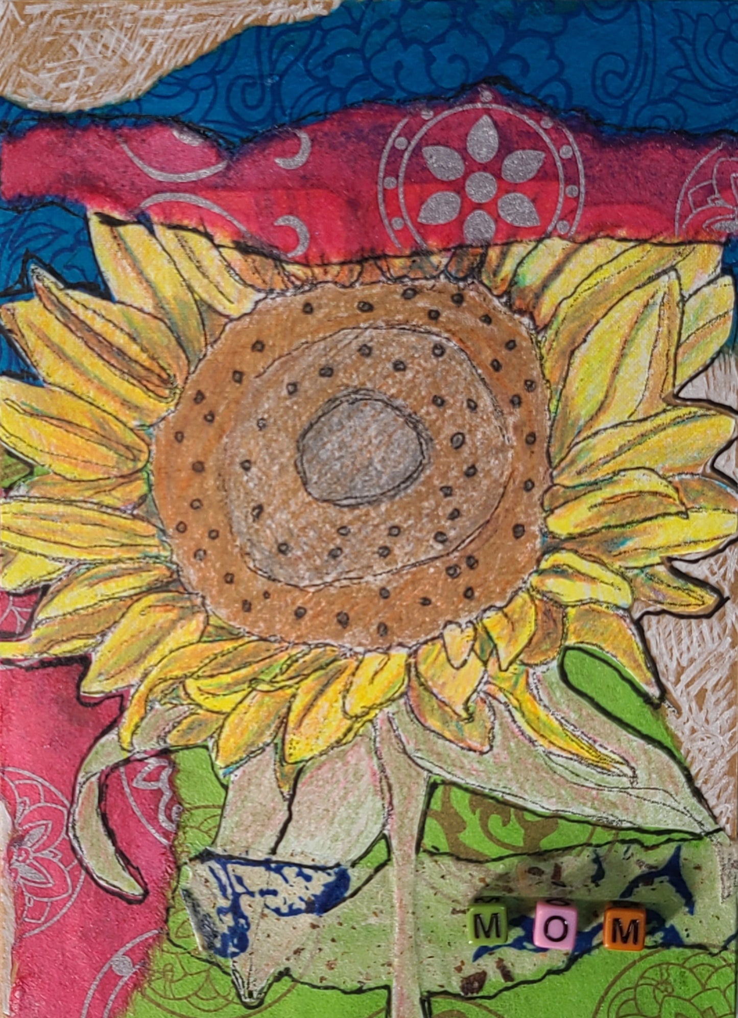 Handmade Multi-media Collage Greeting Cards |Yellow, Pink, Blue, Green, Abstract, Floral | Mother’s Day, Special Occasion | OOAK