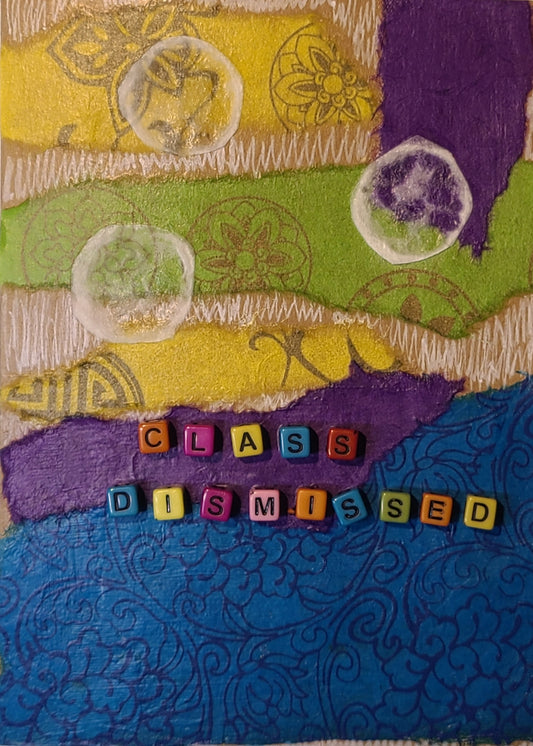 Handmade Multi-media Collage Greeting Cards |Blue, Purple, Green, Yellow, Abstract | Graduation, Special Occasion | OOAK