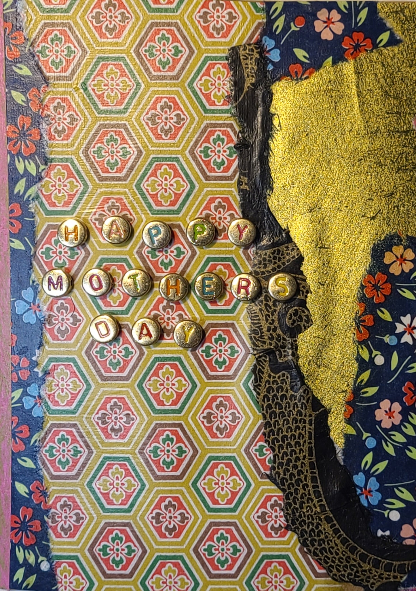 Handmade Multi-media Collage Greeting Cards |Gold, Black, Blue, Abstract, Floral | Mother’s Day, Special Occasion | OOAK