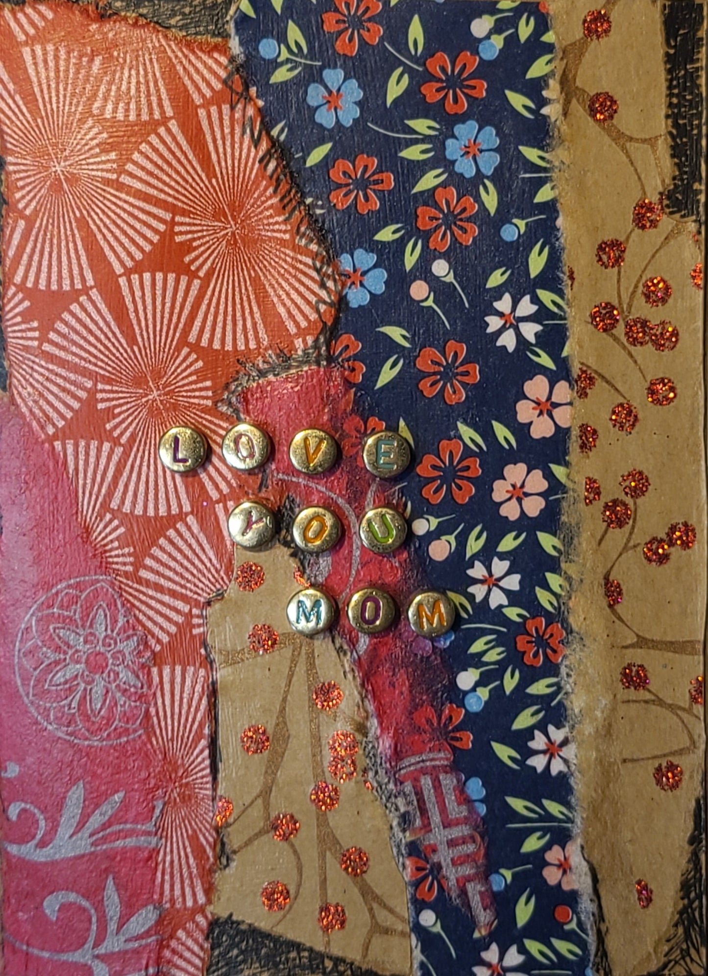 Handmade Multi-media Collage Greeting Cards |Red, Blue, Pink, Abstract, Floral | Mother’s Day, Special Occasion | OOAK