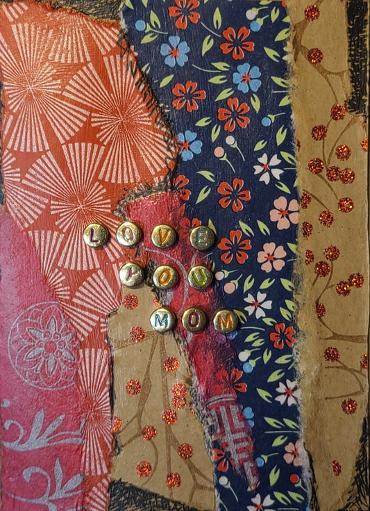 Handmade Multi-media Collage Greeting Cards |Red, Blue, Pink, Abstract, Floral | Mother’s Day, Special Occasion | OOAK